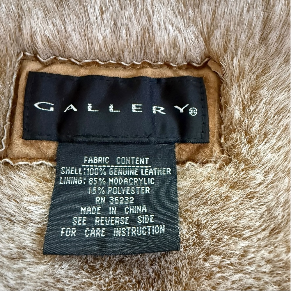 Vintage Gallery Tan Teddy Leather Jacket with Faux Fur Trim - Picture 6 of 10
